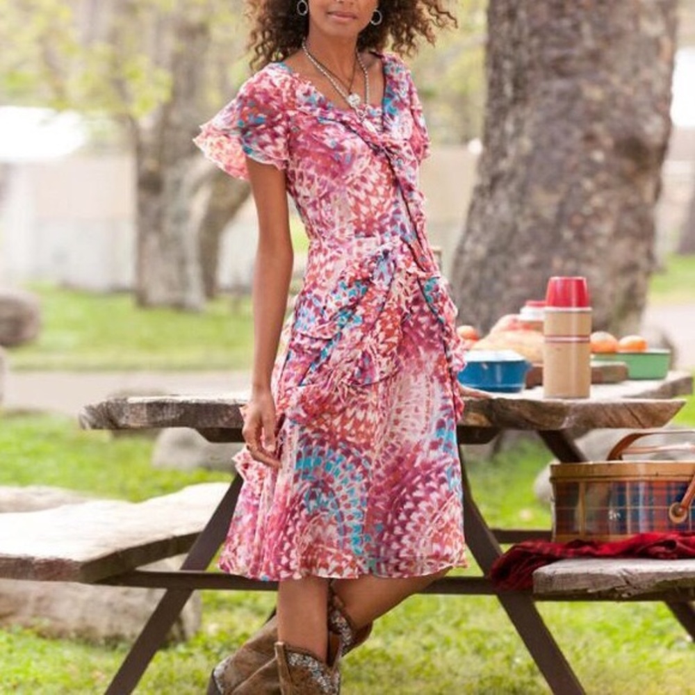 Sundance Vivian Silk Ruffle Dress Size 6